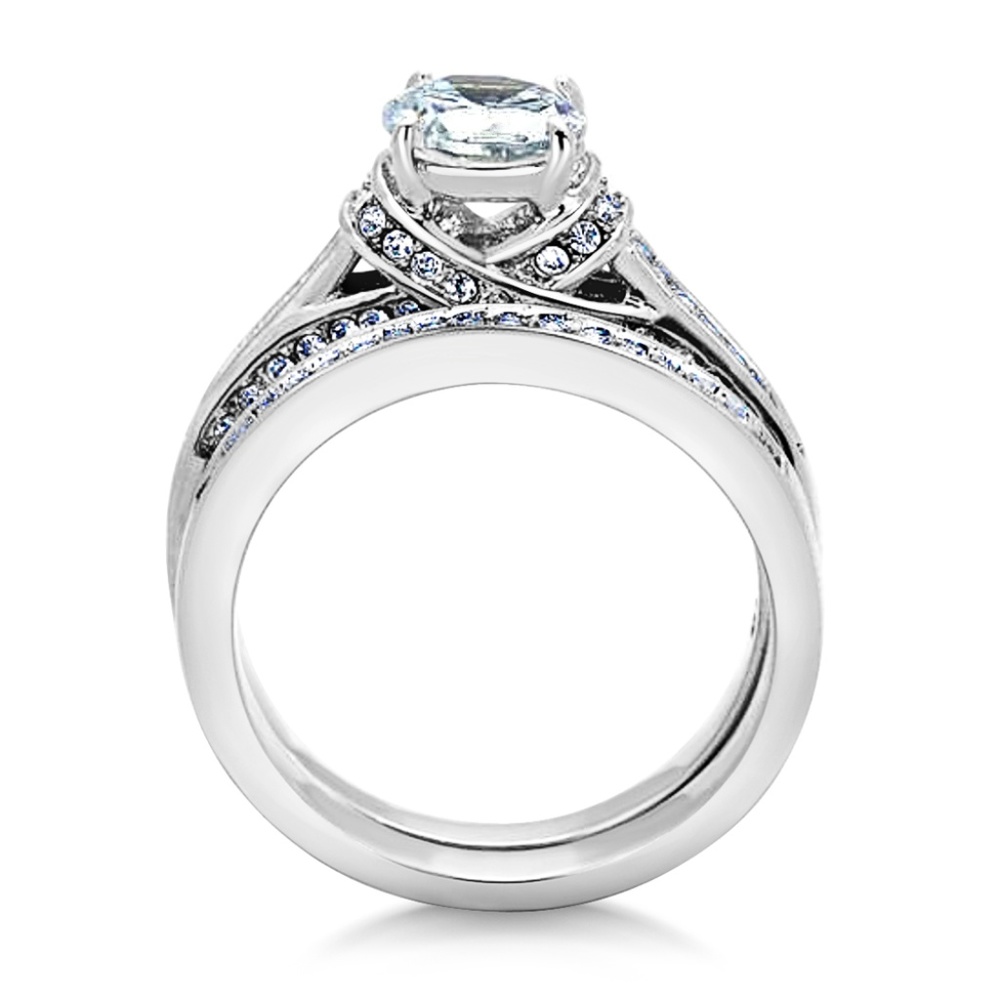 2.75 CT Zirconia Stainless Steel Wedding Ring Set - Picture 3 of 5